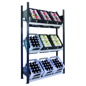 Getränkekistenregal Grundregal,3 Ebenen für 9 Kisten 1800x1000x300 mm, Schwarz/Silber SCHULTE Lagertechnik