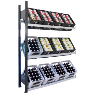 Getränkekistenregal Anbauregal,3 Ebenen für 12 Kisten 1800x1300x300 mm, Schwarz/Silber SCHULTE Lagertechnik