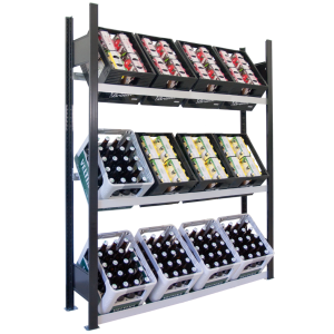 Getränkekistenregal Grundregal,3 Ebenen für 12 Kisten 1800x1300x300 mm, Schwarz/Silber SCHULTE Lagertechnik