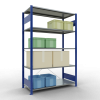 Schwerlastregal Grundregal 2000x1300x600 mm, 5 Fachböden, 150 kg Fachlast, Kreuzstrebe, RAL 5010 enzianblau/verzinkt