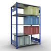 Schwerlastregal Grundregal 2000x1300x800 mm, 5 Fachböden, 150 kg Fachlast, Kreuzstrebe, RAL 5010 enzianblau/verzinkt