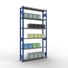 Schwerlastregal Grundregal 2500x1300x300 mm (HxBxT), 6 Fachböden, 250 kg Fachlast, Kreuzstrebe, RAL 5010 enzianblau/verzinkt