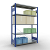 Schwerlastregal Grundregal 2000x1300x500 mm (HxBxT), 5 Fachböden, 250 kg Fachlast, Kreuzstrebe, RAL 5010 enzianblau/verzinkt