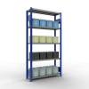 Schwerlastregal Grundregal, 2000x1000x300 mm (HxBxT), 5 Fachböden, Fachlast 330 kg, Längenriegel, RAL 5010 enzianblau/verzinkt