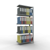 Büroregal Steckregal Anbauregal 1800x750x300 mm, 5 Fachböden, 85 kg Fachlast, Kreuzstrebe, verzinkt, mit Anschlagleiste