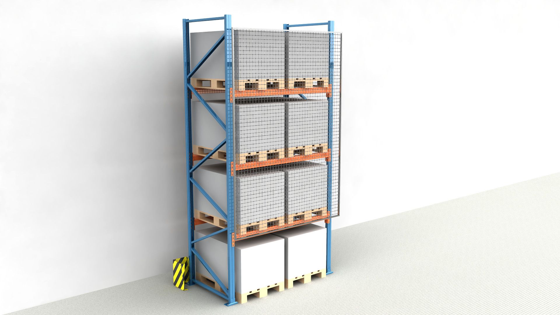 MonkeyMESH® Achterwandrooster Palletstelling voor Stellingafmetingen 3.500x1.825 mm. Overhang 125 mm - Afbeelding 1