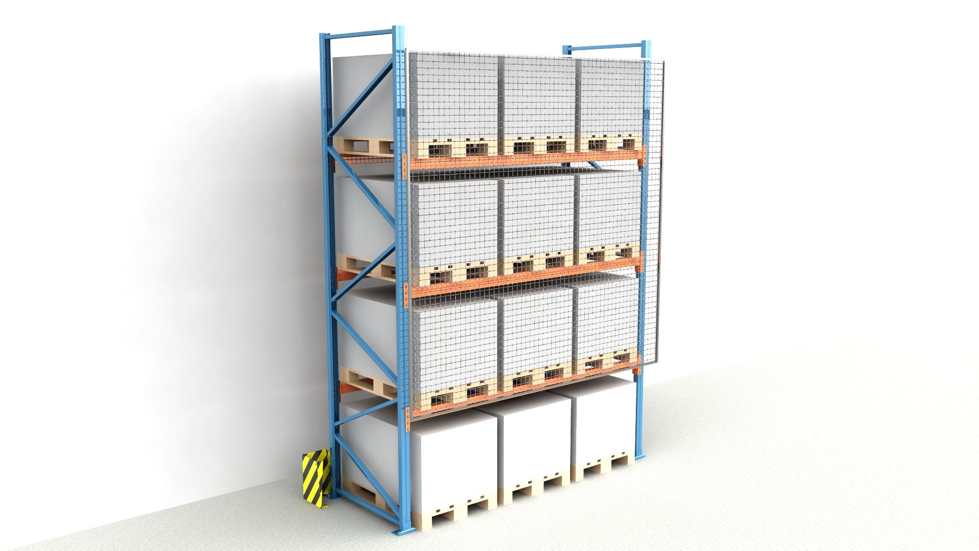 MonkeyMESH® Achterwandrooster Palletstelling voor Stellingafmetingen 7.000x2.700 mm. Overhang 125 mm - Afbeelding 1