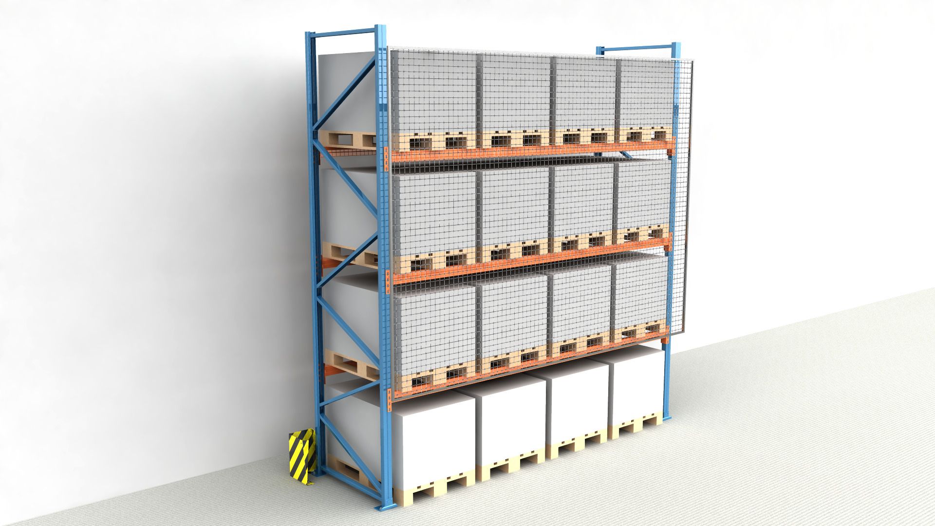 MonkeyMESH® Achterwandrooster Palletstelling voor Stellingafmetingen 5.000x3.600 mm. Overhang 125 mm - Afbeelding 1