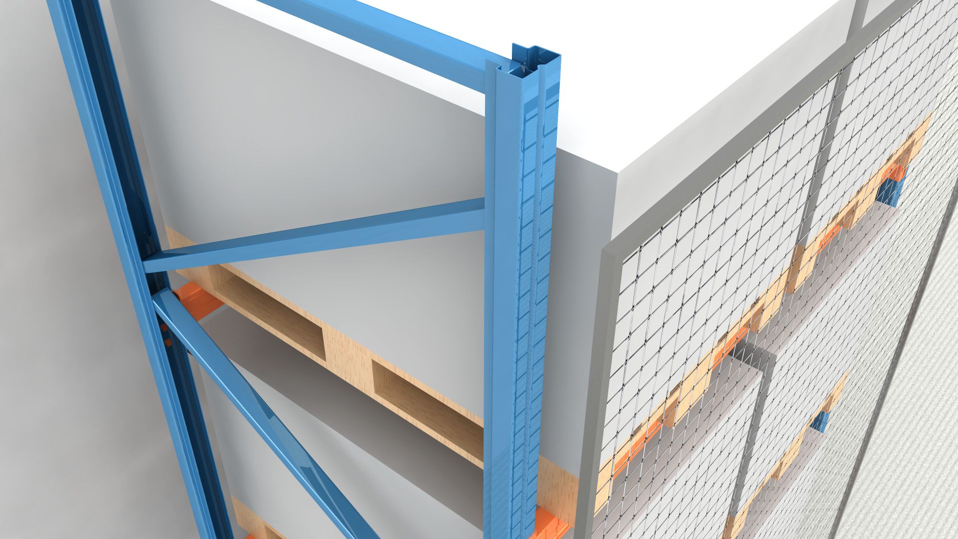 MonkeyMESH® Achterwandrooster Palletstelling voor Stellingafmetingen 5.000x3.600 mm. Overhang 125 mm - Thumbnail 2
