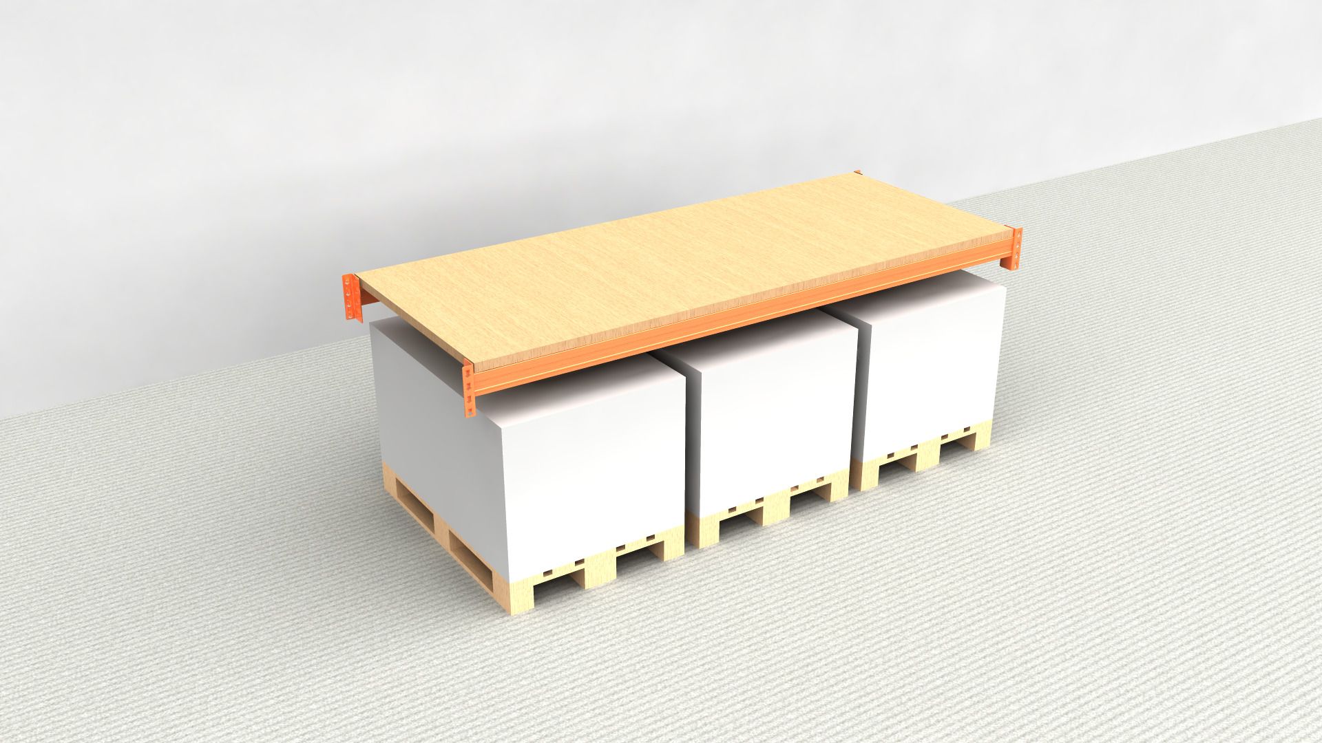 Palletstelling Extra niveau NEDCON 2.700x1.100 mm (BxT), 3.800 kg Draagkracht, 3 Palletplaatsen met Spaanplaatn - Afbeelding 1