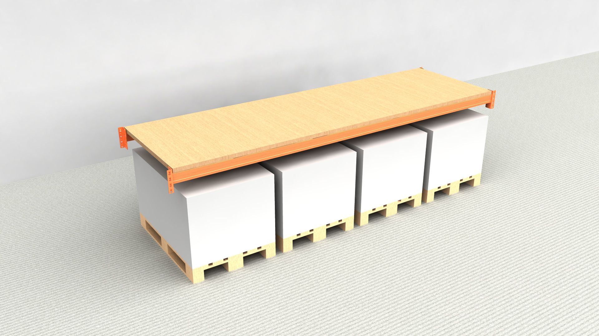 Palletstelling Extra niveau NEDCON 3.600x1.100 mm (BxT), 3.000 kg Draagkracht, 4 Palletplaatsen met Spaanplaatn - Afbeelding 1