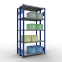 Schwerlastregal Doppel-Grundregal 2000x1000x(2x300) mm, 2x5 Fachböden, 250 kg Fachlast Längenriegel, RAL 5010 enzianblau/verzinkt