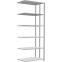 Schwerlastregal Doppel-Anbauregal 2500x1000x(2x300) mm, 2x6 Fachböden, 250 kg Fachlast Längenriegel, RAL 7035 lichtgrau