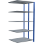 Schwerlastregal Doppel-Anbauregal 2000x1000x(2x400) mm, 2x5 Fachböden, 250 kg Fachlast Längenriegel, RAL 5010 enzianblau/verzinkt