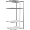 Schwerlastregal Doppel-Anbauregal 2000x1000x(2x400) mm, 2x5 Fachböden, 250 kg Fachlast Längenriegel, RAL 7035 lichtgrau