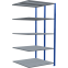 Schwerlastregal Doppel-Anbauregal 2000x1000x(2x500) mm, 2x5 Fachböden, 250 kg Fachlast Längenriegel, RAL 5010 enzianblau/verzinkt