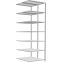 Schwerlastregal Doppel-Anbauregal 2500x1000x(2x600) mm, 2x6 Fachböden, 250 kg Fachlast Längenriegel, RAL 7035 lichtgrau