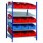 Schrägbodenregal Anbauregal XL MULTIplus150, 2000x1300x1200 mm, RAL 5010 enzianblau/verzinkt, 2x5 Fachböden