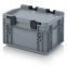 Eurobehälter mit Scharnierdeckel ED 21512 HG in silbergrau (RAL 7001), 200 × 150 mm