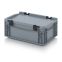 Eurobehälter mit Scharnierdeckel ED 32/12 HG in silbergrau (RAL 7001), 300 × 200 mm