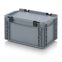 Eurobehälter mit Scharnierdeckel ED 32/17 HG in silbergrau (RAL 7001), 300 × 200 mm