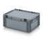 Eurobehälter mit Scharnierdeckel ED 43/17 HG in silbergrau (RAL 7001), 400 × 300 mm