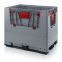Klappbare Big Box mit 4 Eingriffsklappen KLK 1208K in silbergrau (RAL 7001), 1200 × 800 mm