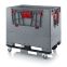 Klappbare Big Box mit 4 Eingriffsklappen KLK 1208KR in silbergrau (RAL 7001), 1200 × 800 mm
