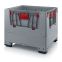 Klappbare Big Box mit 4 Eingriffsklappen KLK 1210 in silbergrau (RAL 7001), 1200 × 1000 mm