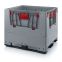 Klappbare Big Box mit 4 Eingriffsklappen KLK 1210K in silbergrau (RAL 7001), 1200 × 1000 mm