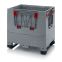 Klappbare Big Box mit 4 Eingriffsklappen KLK 86K in silbergrau (RAL 7001), 800 × 600 mm