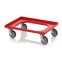 Transportroller Kompakt mit Gummirädern RO 64 GU-3020 in verkehrsrot (RAL 3020), 616 × 416 mm