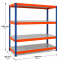 Weitspannregal Z1 Grundregal mit Stahlpaneelen, 1981x1536x926 mm (HxBxT), blau/orange/verzinkt, 4 Ebenen, Fachlast 646 kg, Feldlast 3.200 kg