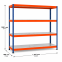 Weitspannregal Z1 Grundregal mit Stahlpaneelen, 1981x1841x469 mm (HxBxT), blau/orange/verzinkt, 4 Ebenen, Fachlast 551 kg, Feldlast 3.200 kg