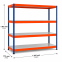 Weitspannregal Z1 Grundregal mit Stahlpaneelen, 1981x1841x773 mm (HxBxT), blau/orange/verzinkt, 4 Ebenen, Fachlast 554 kg, Feldlast 3.200 kg