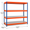Weitspannregal Z1 Grundregal mit Stahlpaneelen, 1981x1841x926 mm (HxBxT), blau/orange/verzinkt, 4 Ebenen, Fachlast 545 kg, Feldlast 3.200 kg