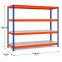 Weitspannregal Z1 Grundregal mit Stahlpaneelen, 1981x2146x773 mm (HxBxT), blau/orange/verzinkt, 4 Ebenen, Fachlast 447 kg, Feldlast 3.200 kg
