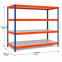 Weitspannregal Z1 Grundregal mit Stahlpaneelen, 1981x2146x926 mm (HxBxT), blau/orange/verzinkt, 4 Ebenen, Fachlast 437 kg, Feldlast 3.200 kg