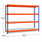 Weitspannregal Z1 Grundregal mit Stahlpaneelen, 1981x2450x621 mm (HxBxT), blau/orange/verzinkt, 4 Ebenen, Fachlast 349 kg, Feldlast 3.200 kg