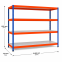 Weitspannregal Z1 Grundregal mit Stahlpaneelen, 1981x2450x773 mm (HxBxT), blau/orange/verzinkt, 4 Ebenen, Fachlast 340 kg, Feldlast 3.200 kg