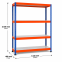 Weitspannregal Z1 Grundregal mit Stahlpaneelen, 2438x1536x469 mm (HxBxT), blau/orange/verzinkt, 4 Ebenen, Fachlast 776 kg, Feldlast 2.800 kg