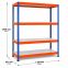 Weitspannregal Z1 Grundregal mit Stahlpaneelen, 2438x1536x621 mm (HxBxT), blau/orange/verzinkt, 4 Ebenen, Fachlast 767 kg, Feldlast 2.800 kg