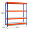 Weitspannregal Z1 Grundregal mit Stahlpaneelen, 2438x1841x621 mm (HxBxT), blau/orange/verzinkt, 4 Ebenen, Fachlast 559 kg, Feldlast 2.800 kg