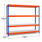 Weitspannregal Z1 Grundregal mit Stahlpaneelen, 2438x2146x469 mm (HxBxT), blau/orange/verzinkt, 4 Ebenen, Fachlast 442 kg, Feldlast 2.800 kg