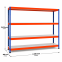 Weitspannregal Z1 Grundregal mit Stahlpaneelen, 2438x2450x469 mm (HxBxT), blau/orange/verzinkt, 4 Ebenen, Fachlast 344 kg, Feldlast 2.800 kg