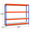 Weitspannregal Z1 Grundregal mit Stahlpaneelen, 2438x2450x621 mm (HxBxT), blau/orange/verzinkt, 4 Ebenen, Fachlast 349 kg, Feldlast 2.800 kg