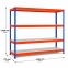 Weitspannregal Z1 Grundregal mit Stahlpaneelen, 2438x2450x773 mm (HxBxT), blau/orange/verzinkt, 4 Ebenen, Fachlast 340 kg, Feldlast 2.800 kg