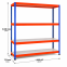 Weitspannregal Z1 Grundregal mit Stahlpaneelen, 3048x1536x773 mm (HxBxT), blau/orange/verzinkt, 4 Ebenen, Fachlast 709 kg, Feldlast 2.500 kg