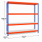 Weitspannregal Z1 Grundregal mit Stahlpaneelen, 3048x1841x469 mm (HxBxT), blau/orange/verzinkt, 4 Ebenen, Fachlast 551 kg, Feldlast 2.500 kg