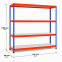 Weitspannregal Z1 Grundregal mit Stahlpaneelen, 3048x1841x926 mm (HxBxT), blau/orange/verzinkt, 4 Ebenen, Fachlast 545 kg, Feldlast 2.500 kg